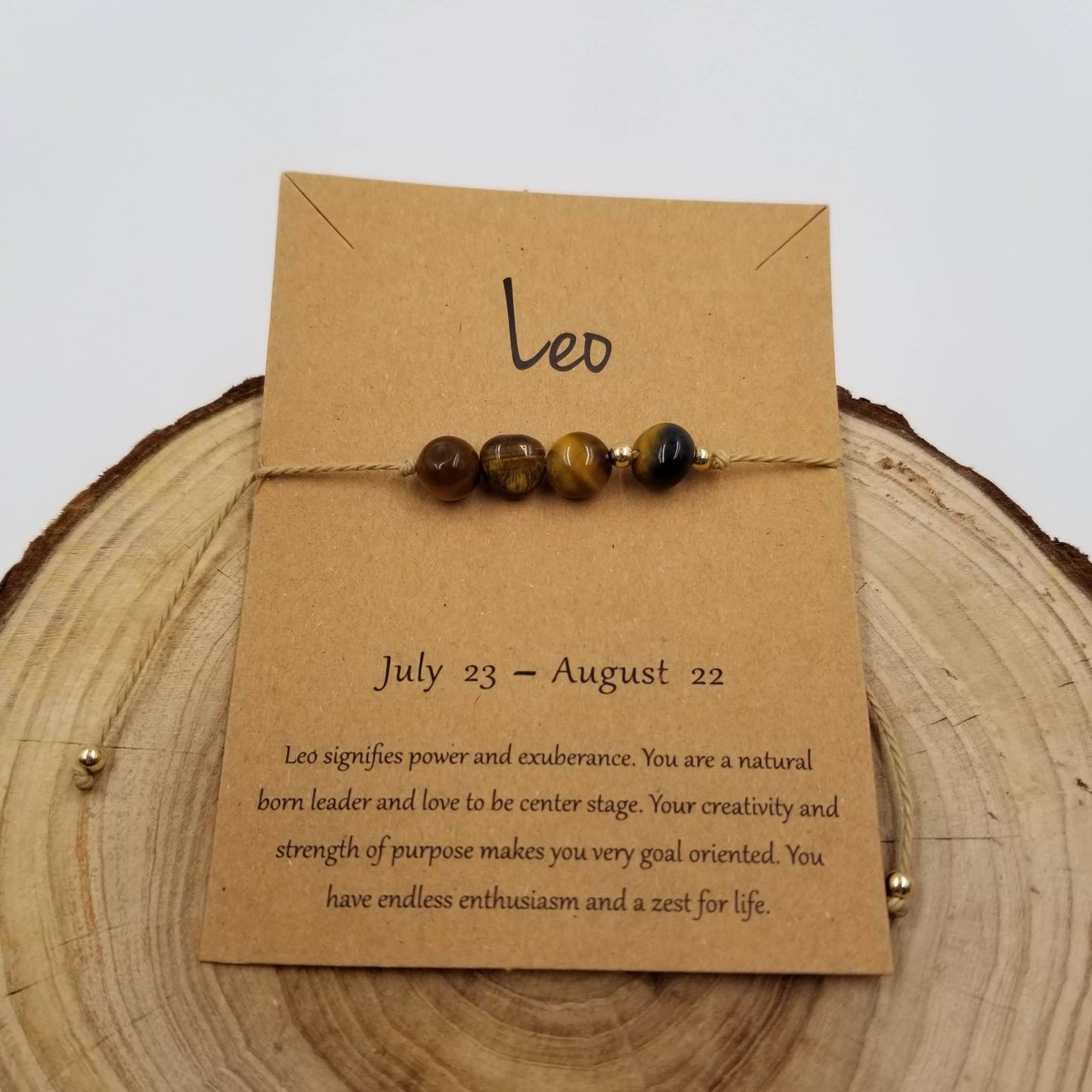 Natural Stone Handwoven Constellation Bracelet with Card: Taurus
