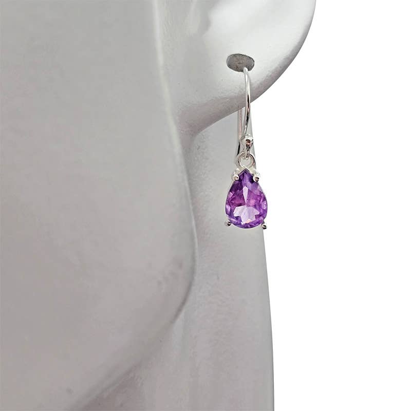 Amethyst Sterling Silver Earrings On Hooks