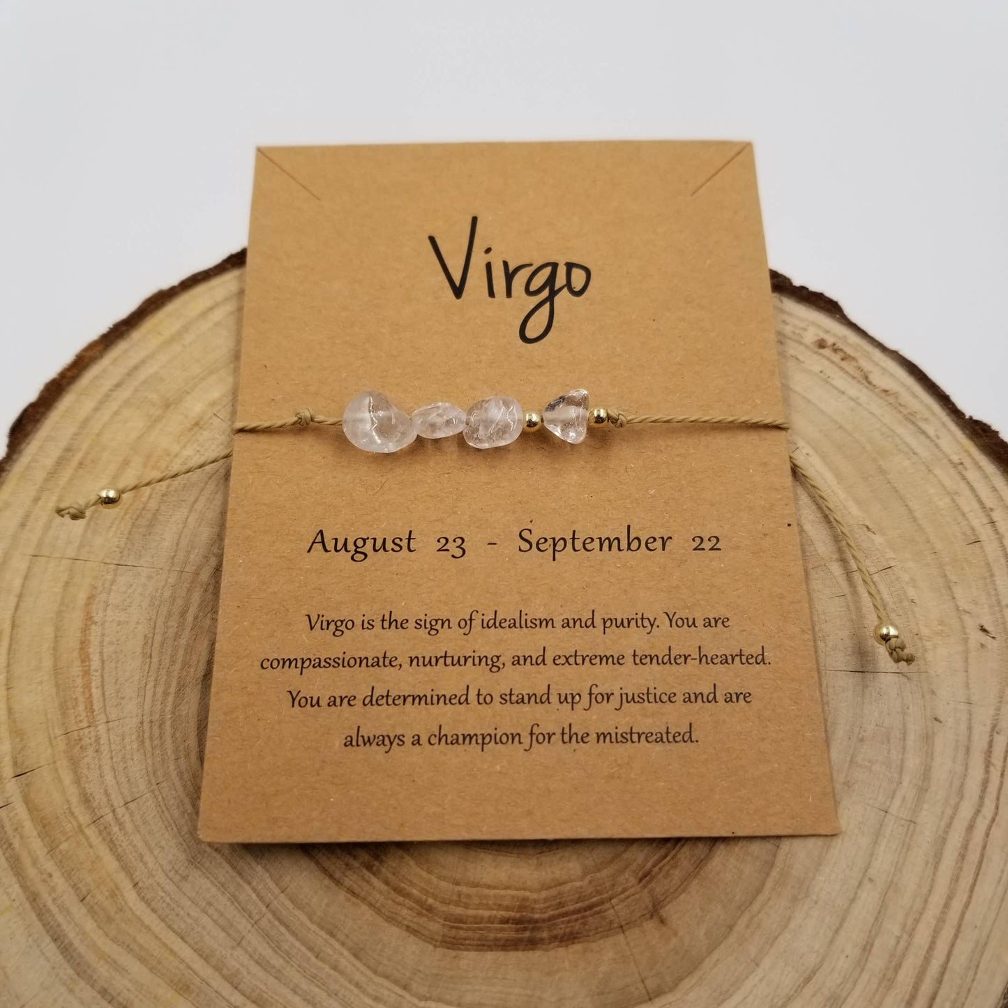 Natural Stone Handwoven Constellation Bracelet with Card: Taurus