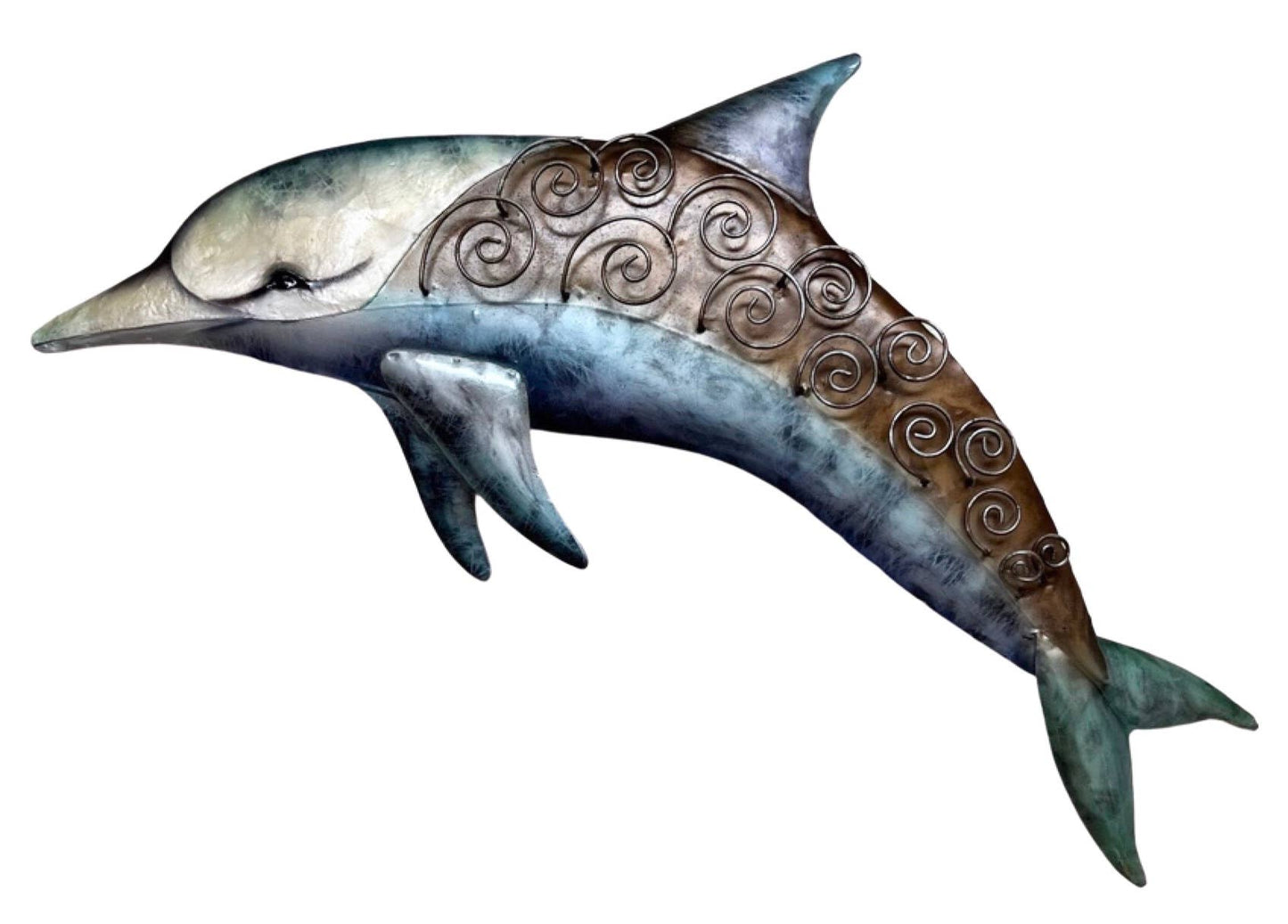 Blue Dolphin Metal & Capiz Shell Wall Plaque