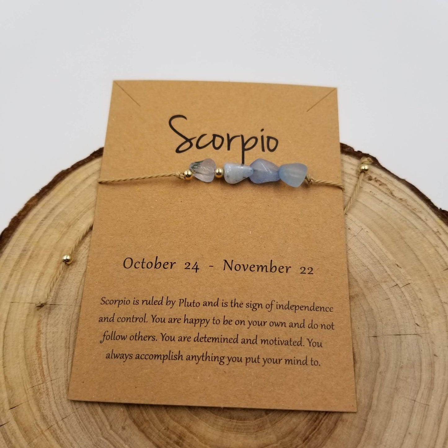 Natural Stone Handwoven Constellation Bracelet with Card: Taurus
