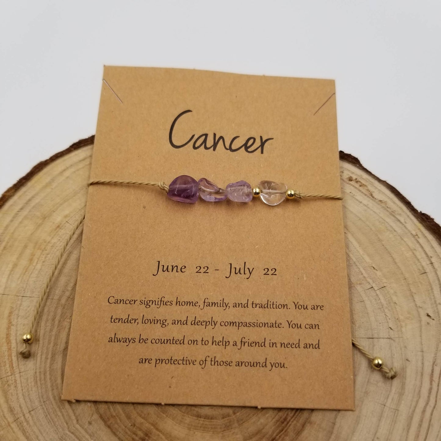 Natural Stone Handwoven Constellation Bracelet with Card: Taurus