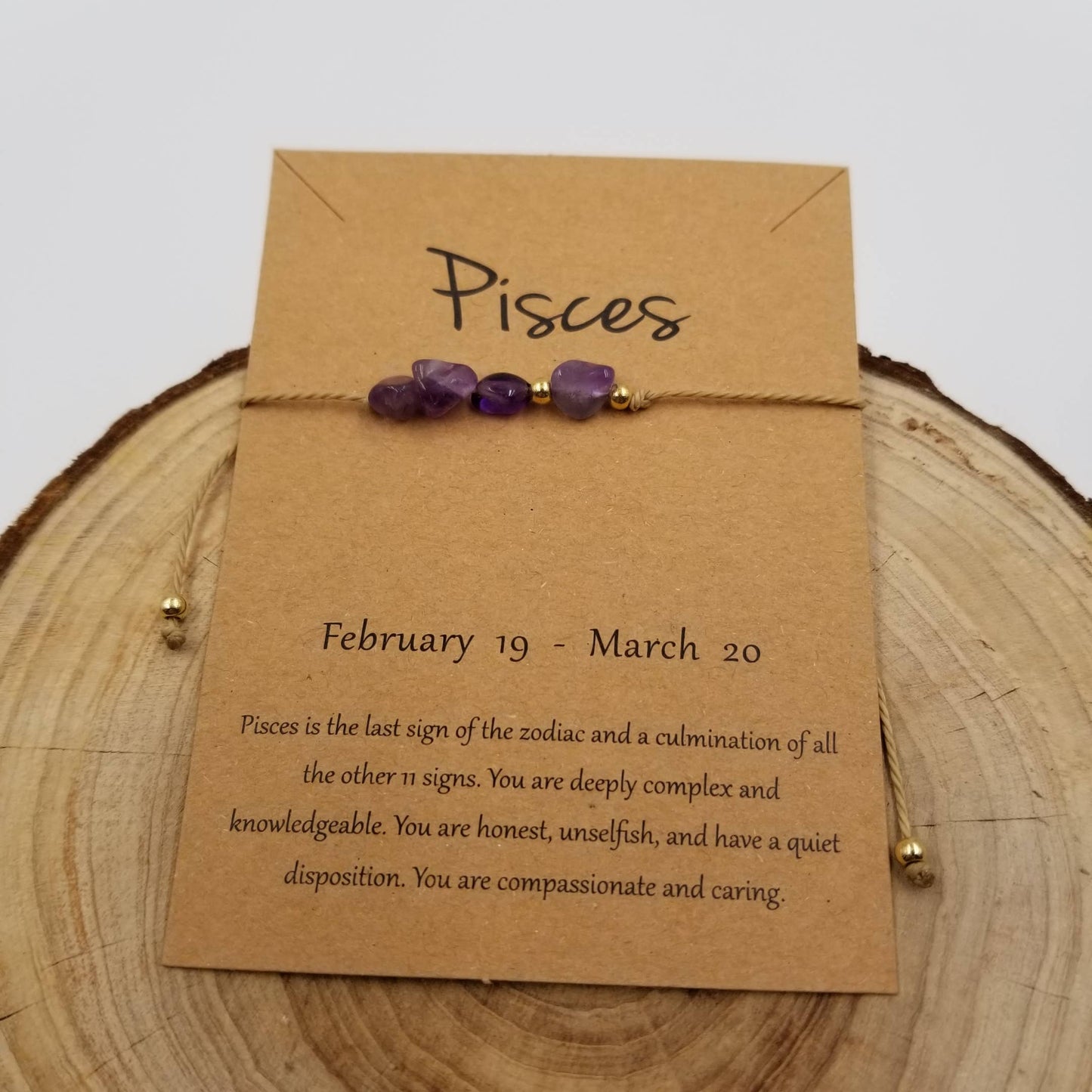 Natural Stone Handwoven Constellation Bracelet with Card: Taurus