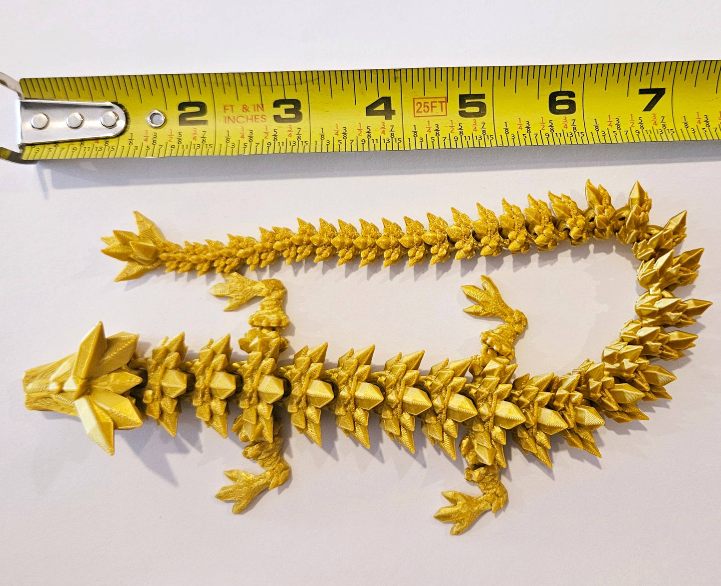 3D Articulated Crystal Dragon (14"): Metallic Rainbow (red/blue/gold)