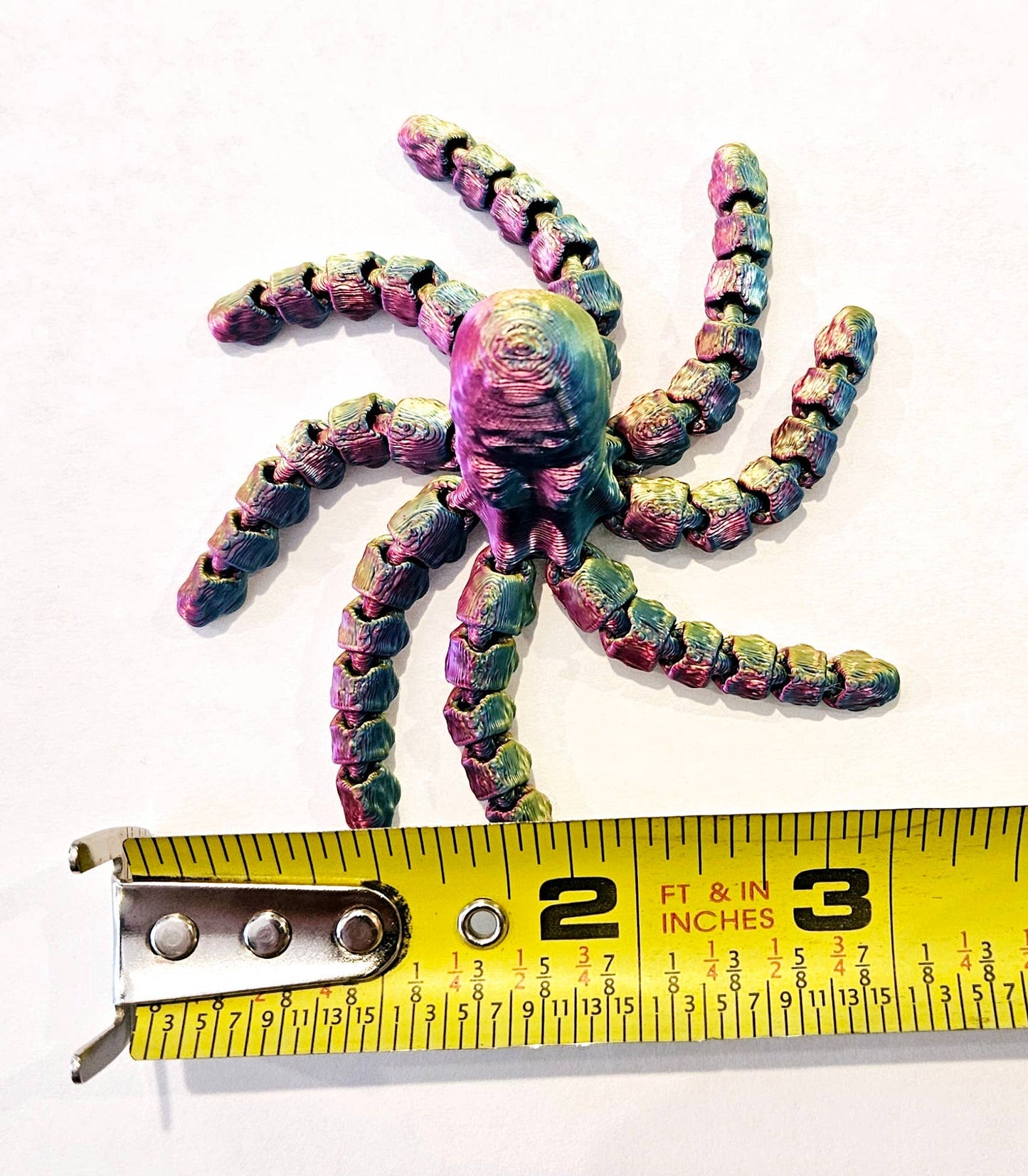 3D Printed Flexi Octopus Juvenile: Metallic Tricolor (red/blue/gold)