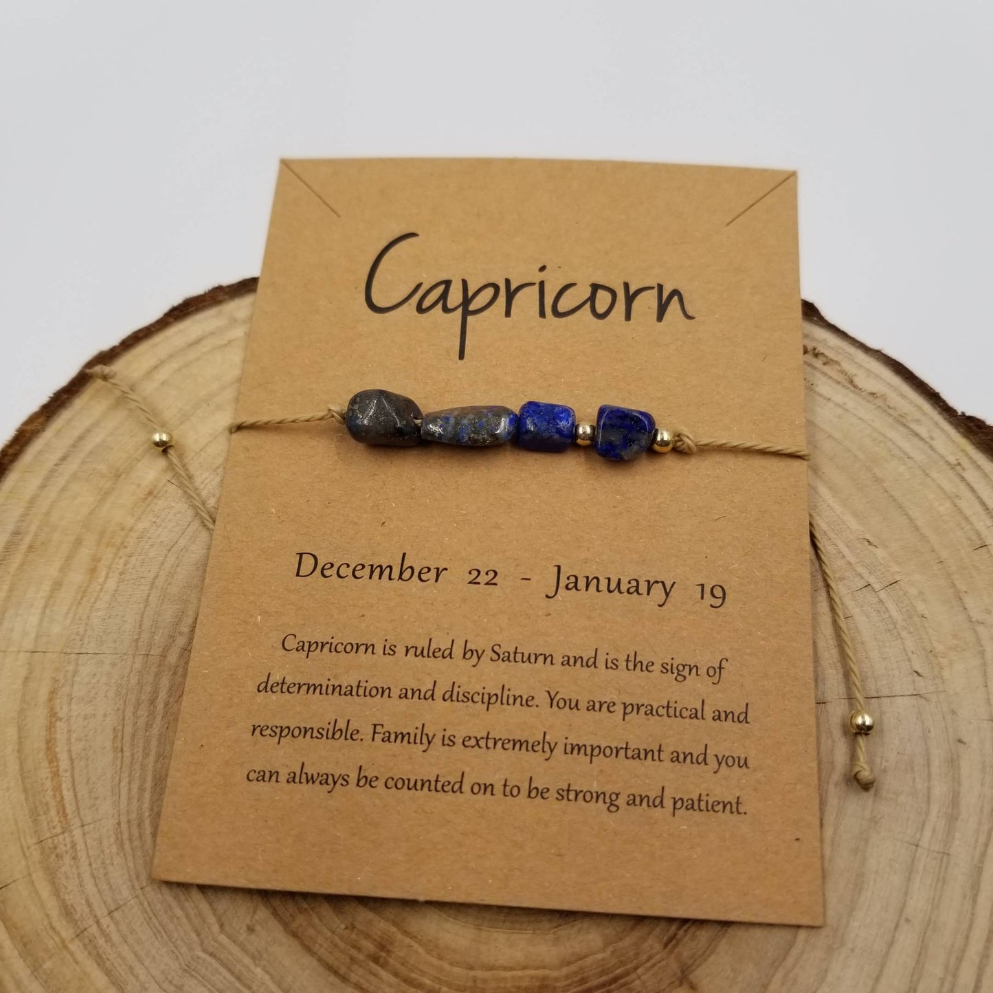 Natural Stone Handwoven Constellation Bracelet with Card: Taurus