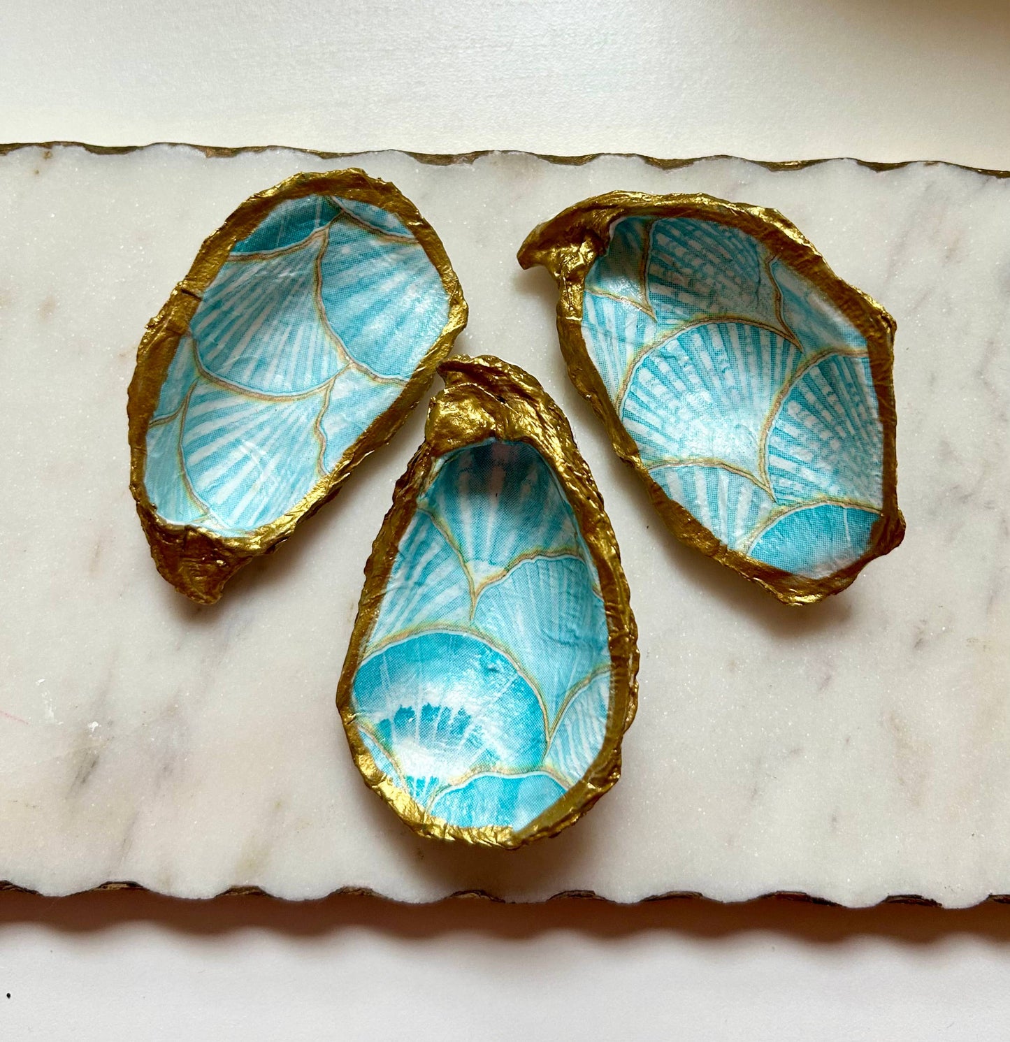 Mermaid Blue Oyster Shell Jewelry Dish: Large