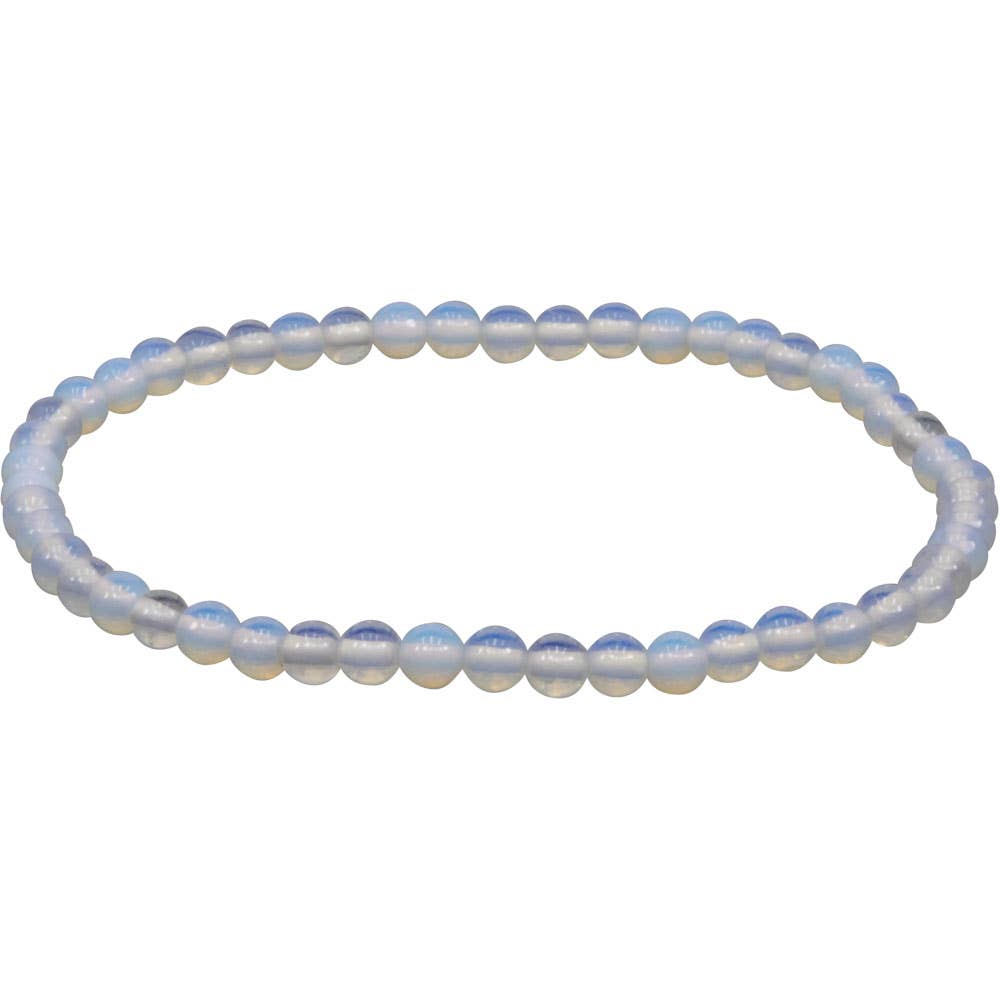 Elastic Bracelet 4mm Round Beads - Opalite (Each)