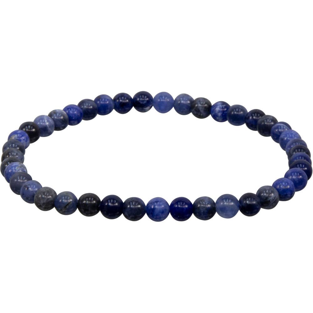 Elastic Bracelet 4mm Round Beads - Sodalite (Each)