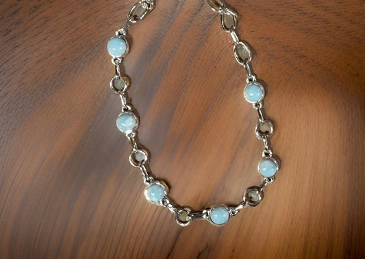 Beautiful Larimar Link Bracelet- Sterling Silver