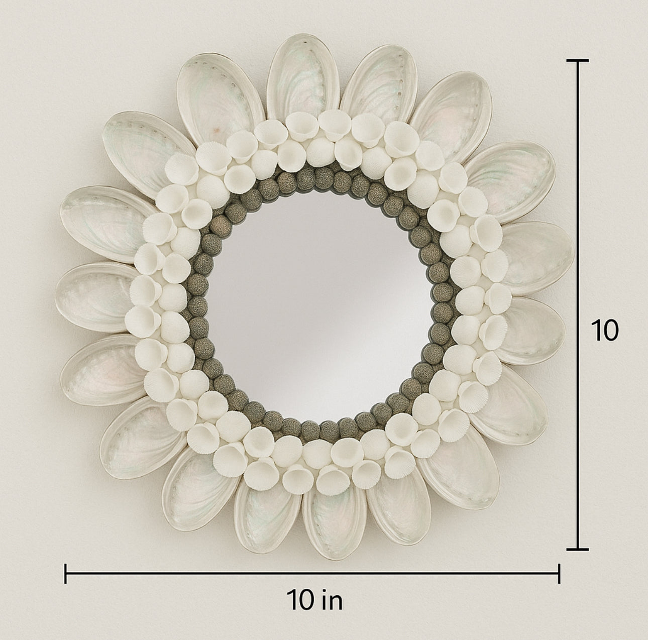 Abalone & Clamrose Shell Coastal Wall Mirror – 10”