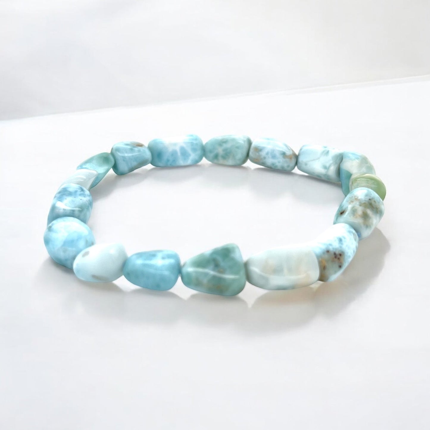Larimar Bracelet in Natural Pearls 8/10mm - Smooth Round Semi-Precious