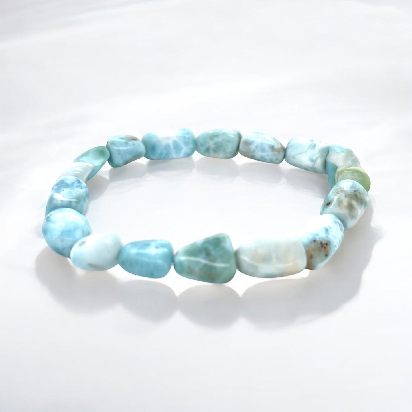 Larimar Bracelet in Natural Pearls 8/10mm - Smooth Round Semi-Precious