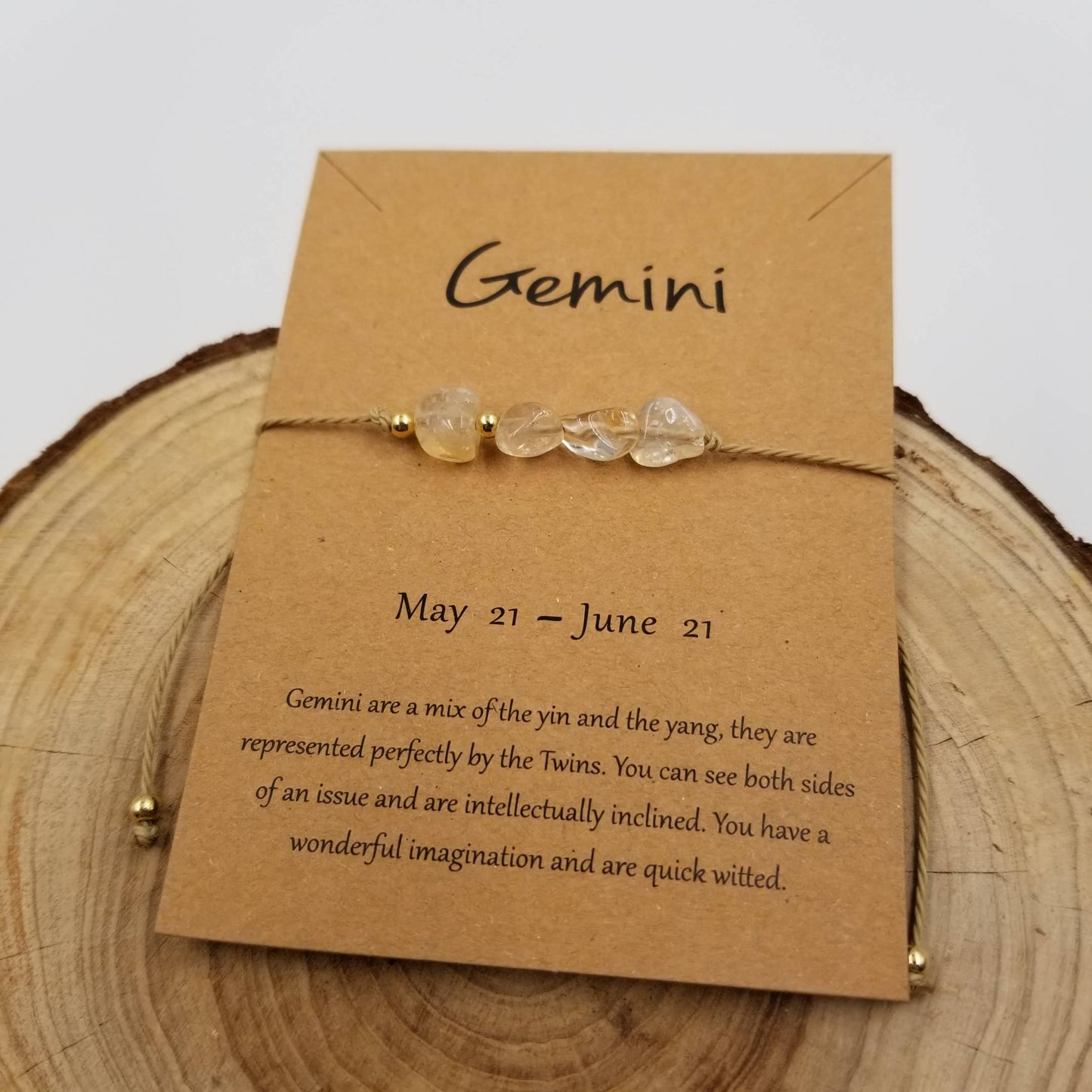 Natural Stone Handwoven Constellation Bracelet with Card: Taurus