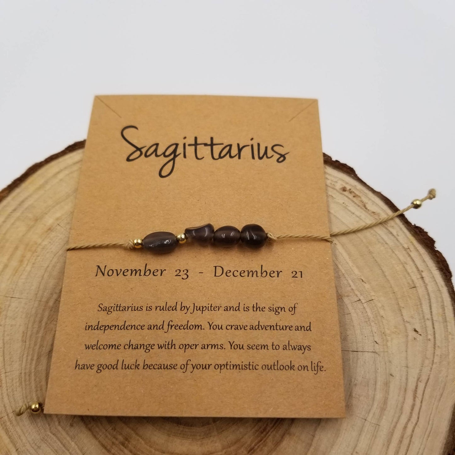 Natural Stone Handwoven Constellation Bracelet with Card: Taurus