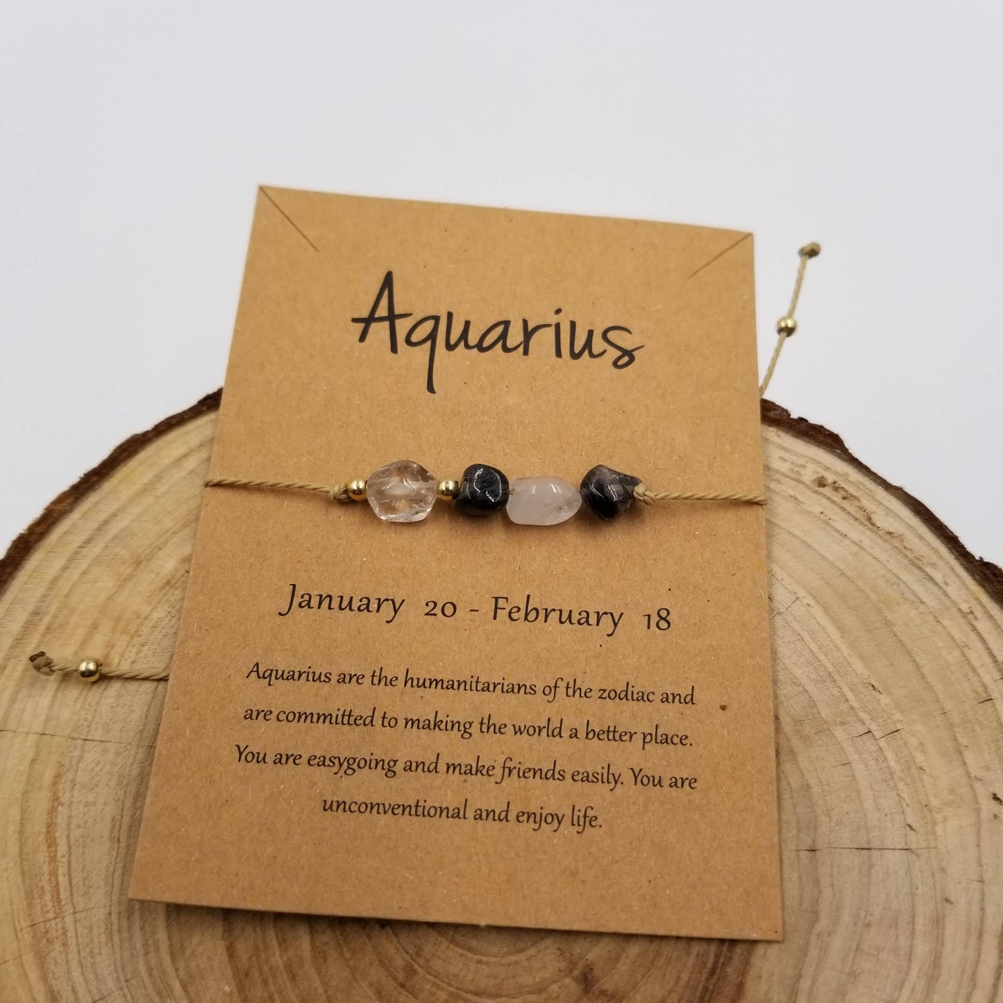 Natural Stone Handwoven Constellation Bracelet with Card: Taurus