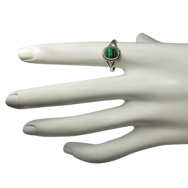 Malachite Stone Sterling Silver Ring: 9
