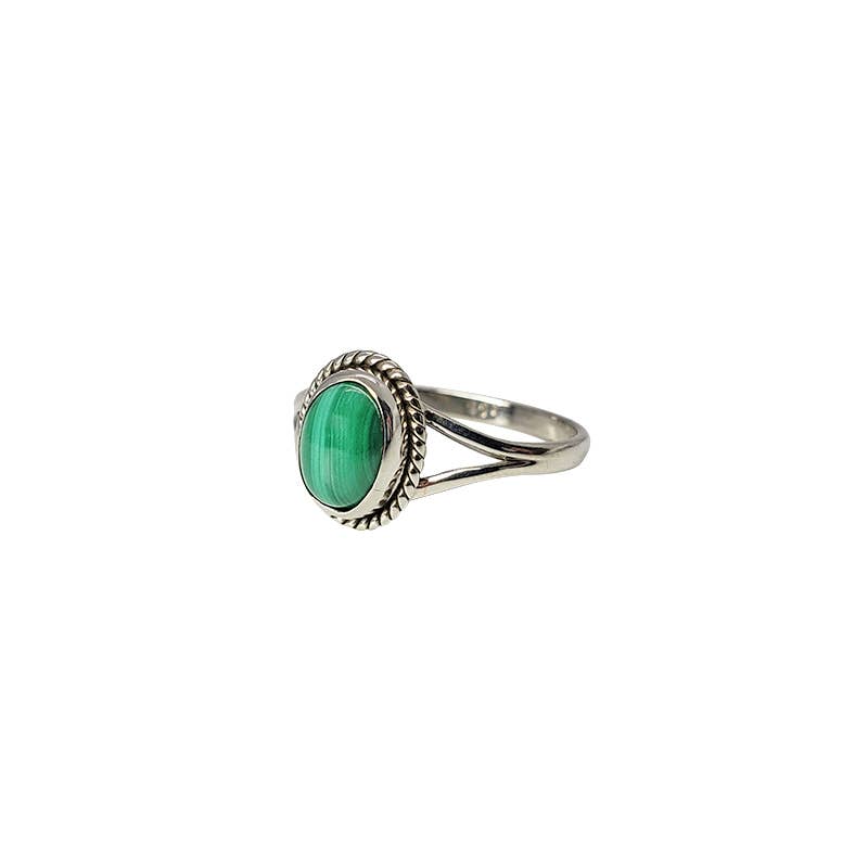 Malachite Stone Sterling Silver Ring: 9