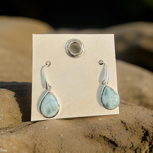 Larimar Teardrop Earrings Sterling Silver