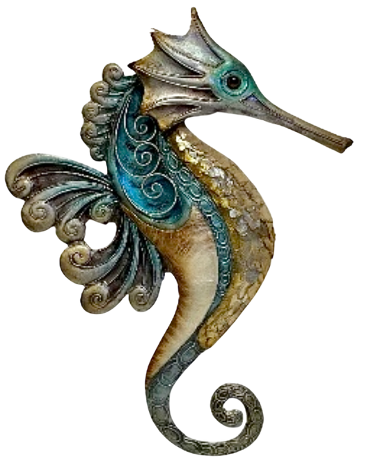 Capiz Shell & Metal Sea Horse Wall Art