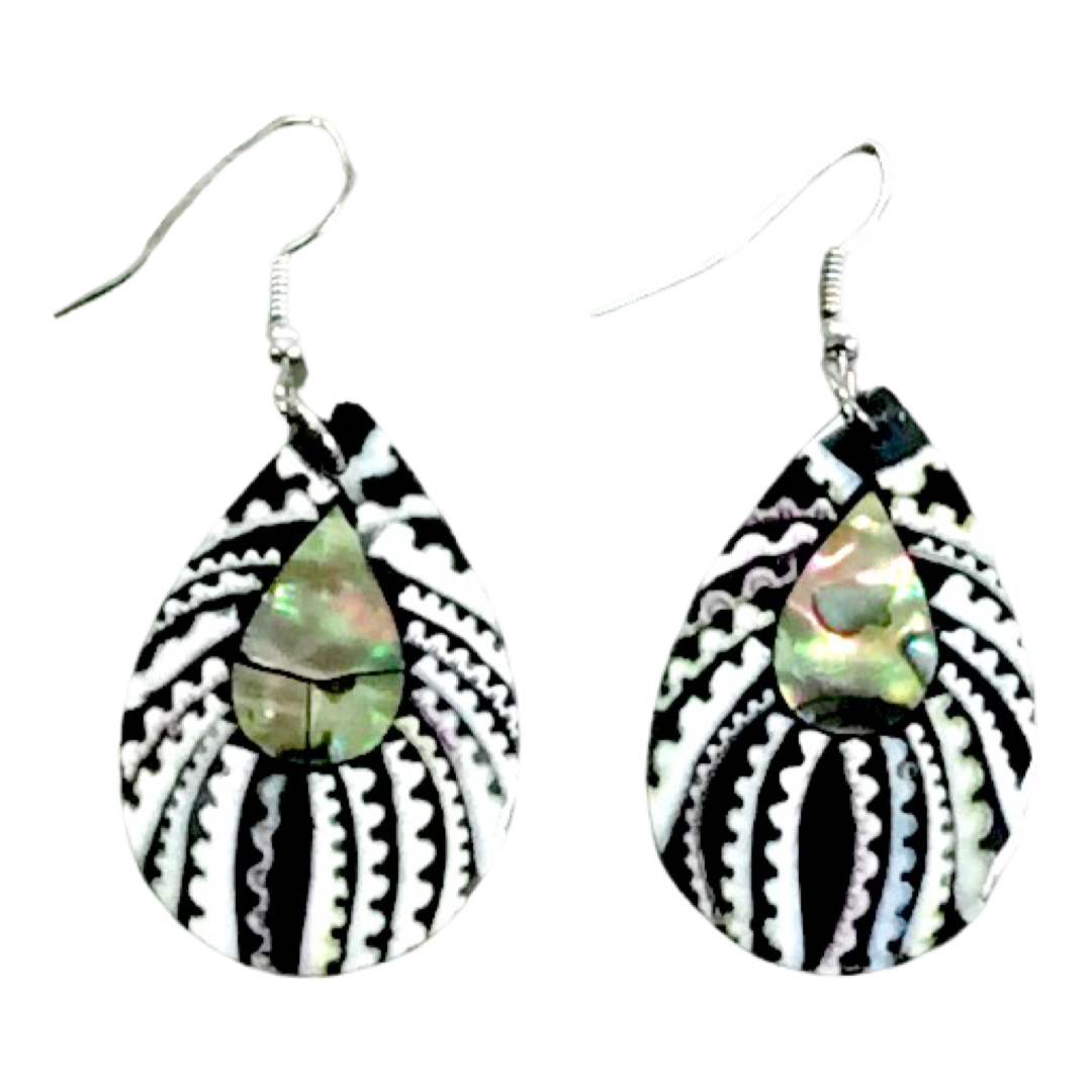 Abalone and Shell Teardrop Earrings