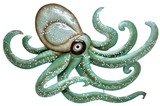 Capital Shell & painted metal Octopus wall art