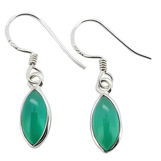 Green Onyx Sterling Silver Dangle Earrings