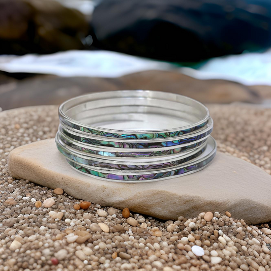 Abalone Bangles - Set of Five
