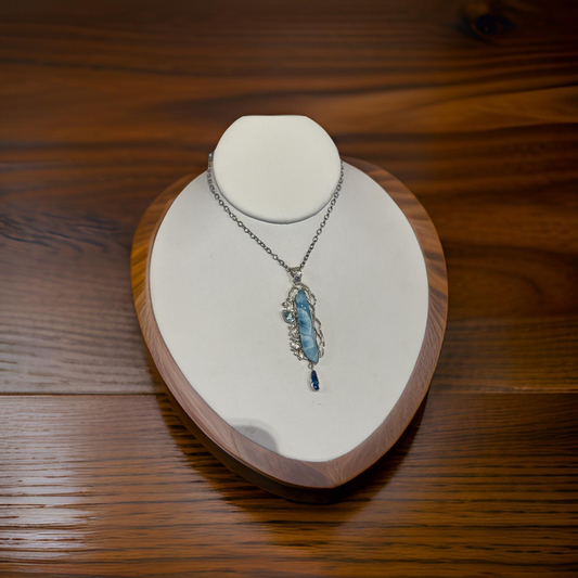 Ocean’s Elegance: Larimar, Tanzanite, Opal & Blue Topaz Necklace
