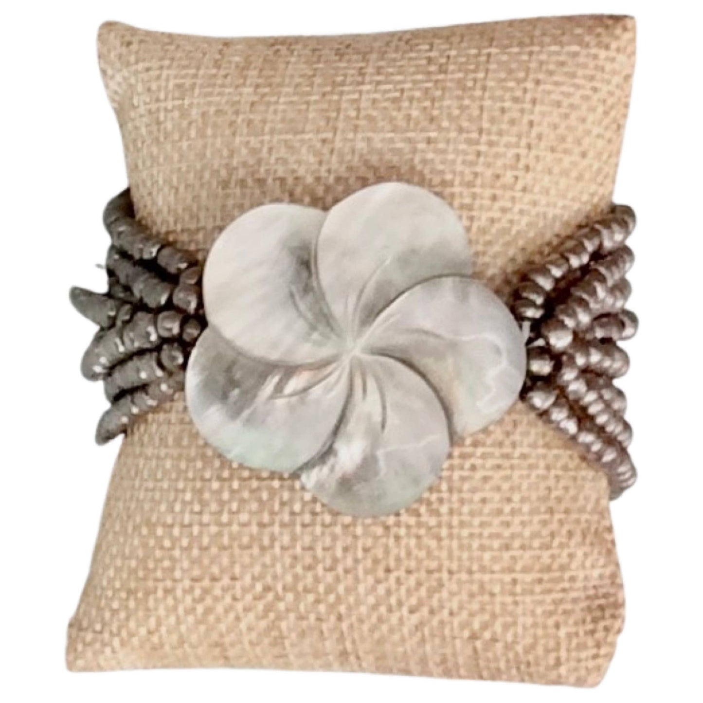 Plumeria Stretch Bracelet - Silver